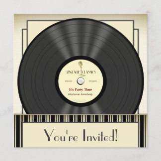 Vintage Microphone Vinyl Record Party Invitations