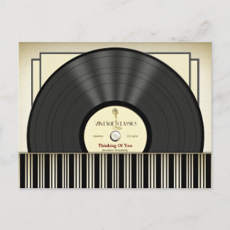 Vintage Microphone Vinyl Record Personalised Postcard