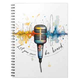 Vintage Microphone Watercolor Art Notebook