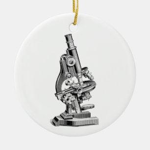 Vintage Microscope Illustration Retro Microscopes Ceramic Tree Decoration