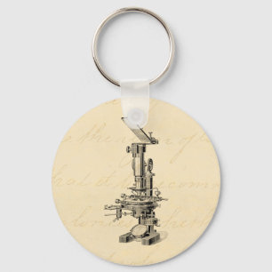 Vintage Microscope Illustration Retro Microscopes Key Ring