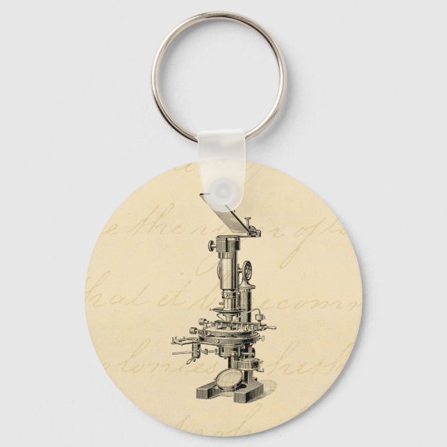 Vintage Microscope Illustration Retro Microscopes Key Ring (Front)