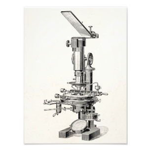 Vintage Microscope Illustration Retro Microscopes Photo Print