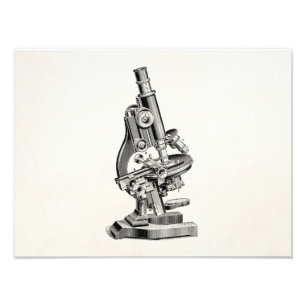 Vintage Microscope Illustration Retro Steampunk Photo Print
