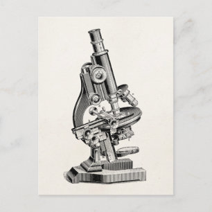 Vintage Microscope Illustration Retro Steampunk Postcard