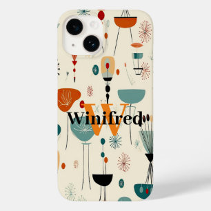 Vintage Mid-Century Abstract Monogram Custom Name Case-Mate iPhone 14 Case