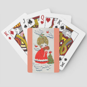 Vintage Mid Century Christmas Angel Playing Cards