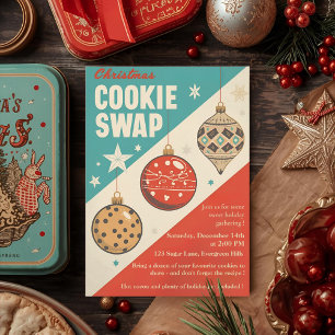 Vintage Mid-Century Christmas Cookie Swap Invitation