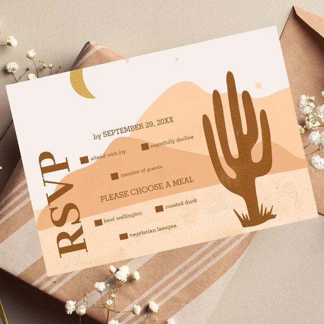 Vintage Mid Century Desert Wedding RSVP Card (Creator Uploaded)