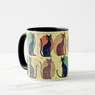 Vintage Mid-Century Modern Cats Mug
