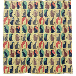 Vintage Mid-Century Modern Cats Shower Curtain