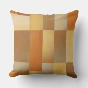 Vintage Mid Century Modern Orange Brown Gold Print Cushion