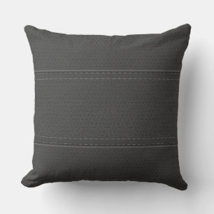 Vintage Mid-Grey Worn-Out Faux Leather Look Cushion