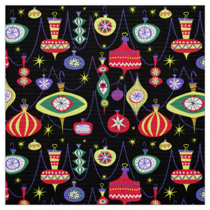 Vintage Midcentury Atomic Christmas Ornaments Fabric