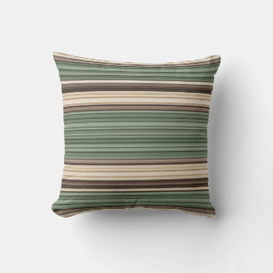 Vintage Midcentury Lines Green Brown Cushion