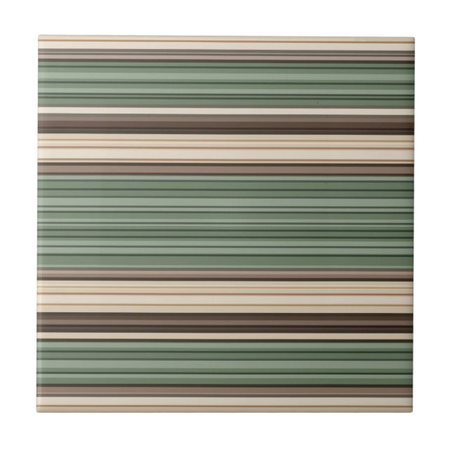 Vintage Midcentury Lines Green Brown Tile (Front)