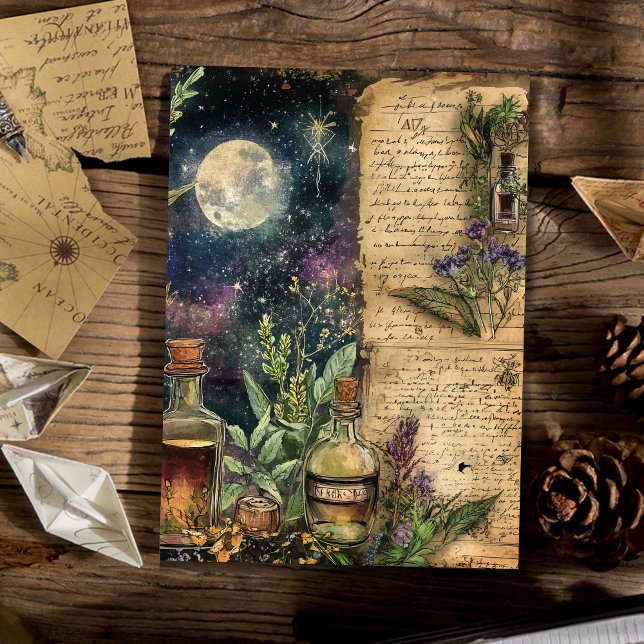 Vintage Midnight Apothecary Script Scrapbook Paper (Creator Uploaded)