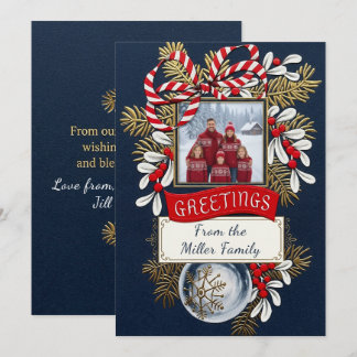 Vintage Midnight Botanical Christmas Photo Card