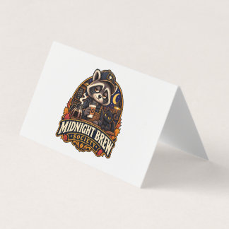 Vintage Midnight Brew Racoon Coffee Society Retro Business Card