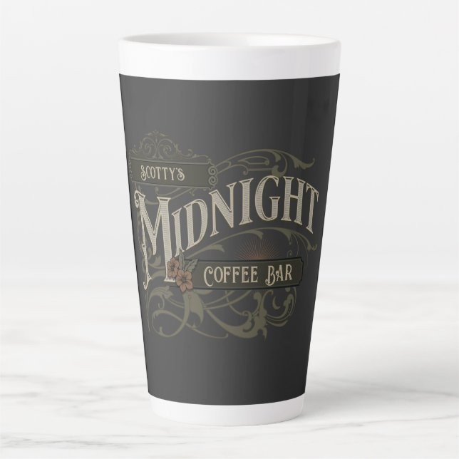 Vintage Midnight Coffee Bar Latte Mug (Front)