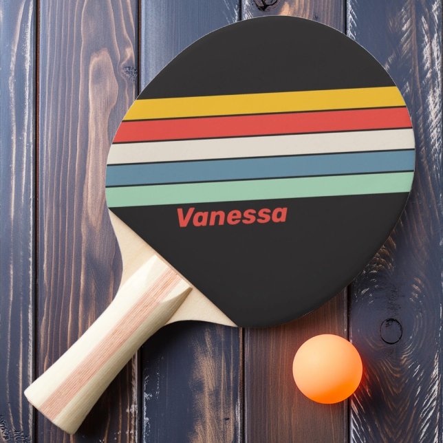 Vintage Midnight Striped with Name Ping Pong Paddle (Creator Uploaded)