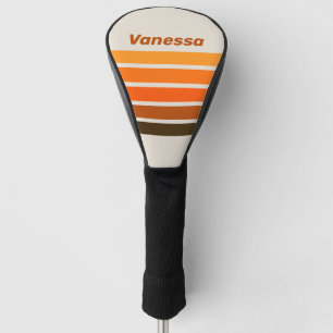 Vintage Midnight Sunrise Across Striping with Name Golf Head Cover