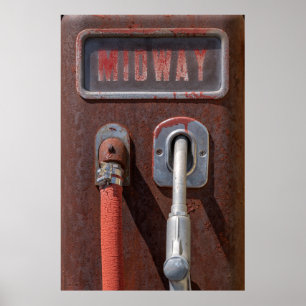 Vintage Midway Gas Pump Poster