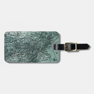 Vintage Midwest & Northeast USA Map Travel Luggage Tag