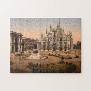 Vintage Milan Cathedral and Piazza,  Italy Jigsaw Puzzle