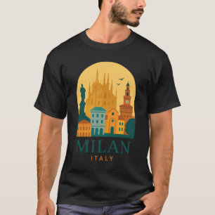 Vintage Milan Duomo Italy Travel Retro T-Shirt
