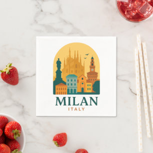 Vintage Milan Italy Napkins – Retro Duomo Travel