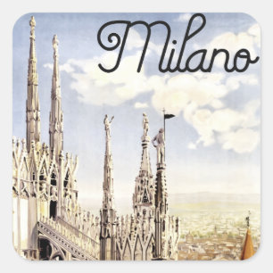 Vintage Milan Italy Square Sticker