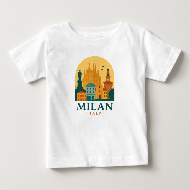 Vintage Milan Italy Travel | Retro Duomo Baby T-Shirt (Front)