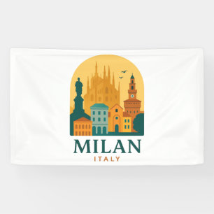 Vintage Milan Italy Travel   Retro Duomo Banner