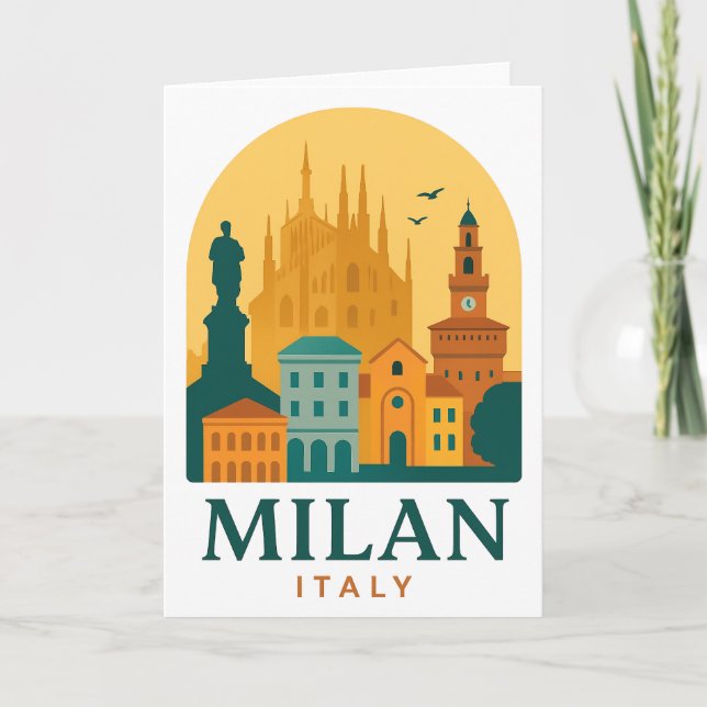 Vintage Milan Italy Travel | Retro Duomo Card (Front)