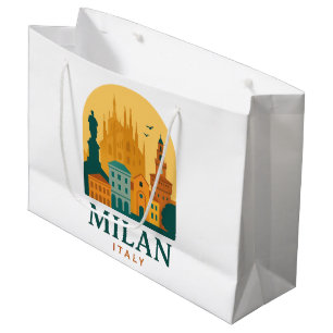 Vintage Milan Italy Travel   Retro Duomo Large Gift Bag