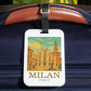 Vintage Milan Italy Travel   Retro Duomo Luggage Tag