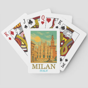 Vintage Milan Italy Travel   Retro Duomo Playing Cards