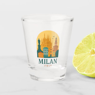 Vintage Milan Italy Travel   Retro Duomo Shot Glass