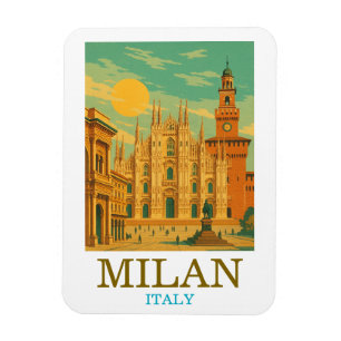 Vintage Milan Italy Travel Retro Print Magnet