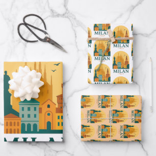 Vintage Milan Italy Wrapping Paper – Retro Duomo