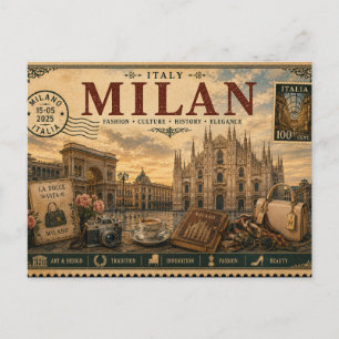 Vintage Milan Vacation Souvenir Postcard