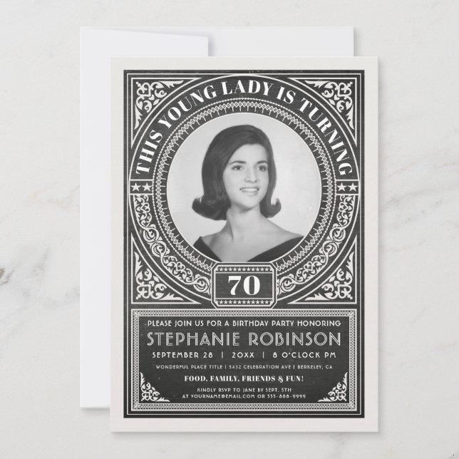 Vintage Milestone Birthday Invitations Your Photo (Front)