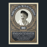 Vintage Milestone Birthday Invitations Your Photo<br><div class="desc">Milestone Birthday Invitations Insert Your Photo - Deco damask retro style</div>