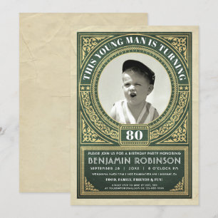 Vintage Milestone Birthday Invitations Your Photo