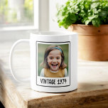 Vintage Milestone Birthday Photo Keepsake Coffee Mug<br><div class="desc">Celebrate life's special moments with our Vintage Milestone Birthday Photo Keepsake Coffee Mug! This charming mug features a classic vintage design, personalised with a memorable photo and milestone date. Made from high-quality ceramic, it ensures durability and a comfortable grip for your favourite hot beverages. Perfect for commemorating significant birthdays, this...</div>