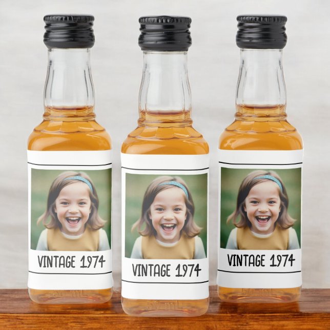 Vintage Milestone Birthday Photo Keepsake Liquor Bottle Label (Creator Uploaded)