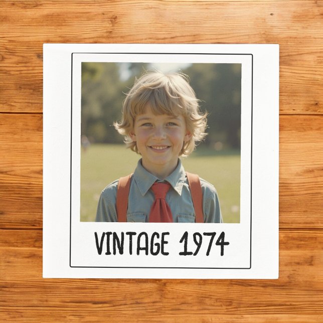 Vintage Milestone Birthday Photo Keepsake Napkin (Creator Uploaded)