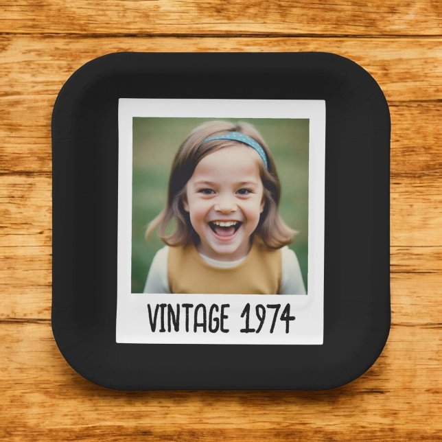 Vintage Milestone Birthday Photo Keepsake Paper Plate (Creator Uploaded)