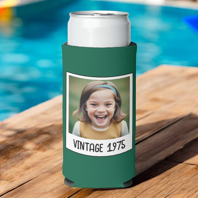 Vintage Milestone Birthday Photo Keepsake Seltzer Can Cooler (Creator Uploaded)